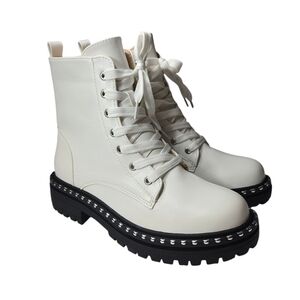 Chase & Chloe Mira Studded Lug Combat Boots